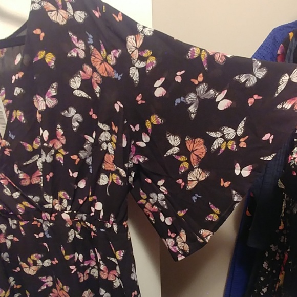 Lily black Butterfly Georgette Babydoll Blouse - Picture 2 of 4